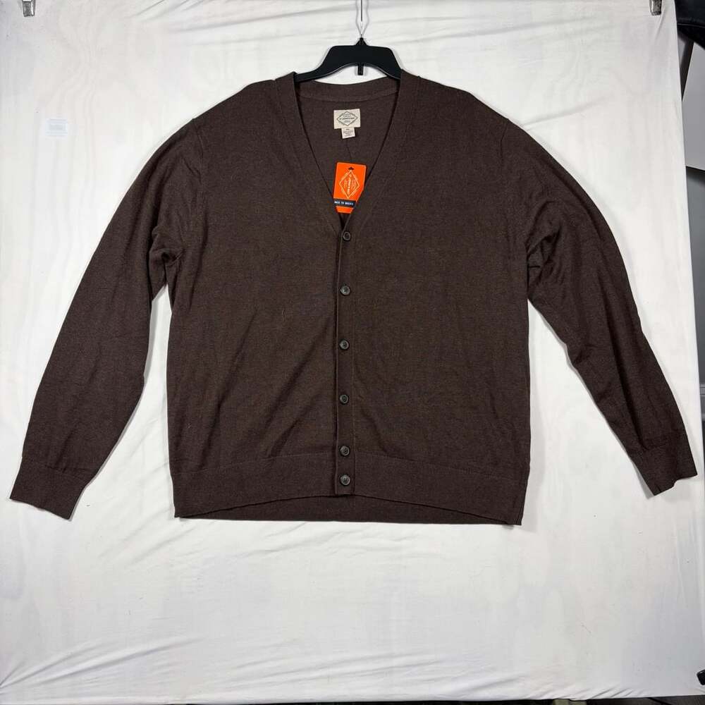 St. John's Bay Men's Brown V-Neck Button Cardigan Sweater XXL NWT
